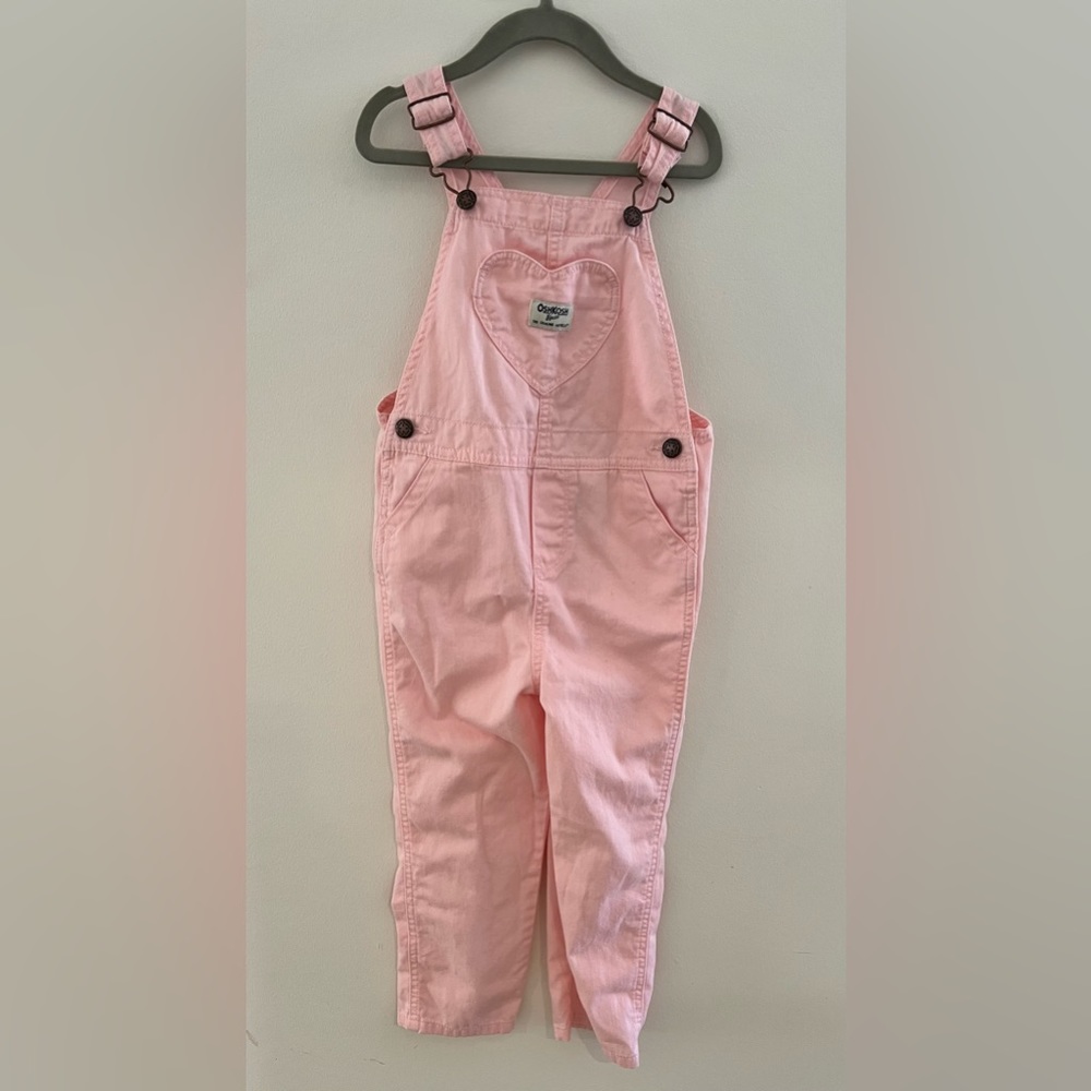 Osh Kosh B’Gosh Girls Pink Overall with Heart Shaped Pocket